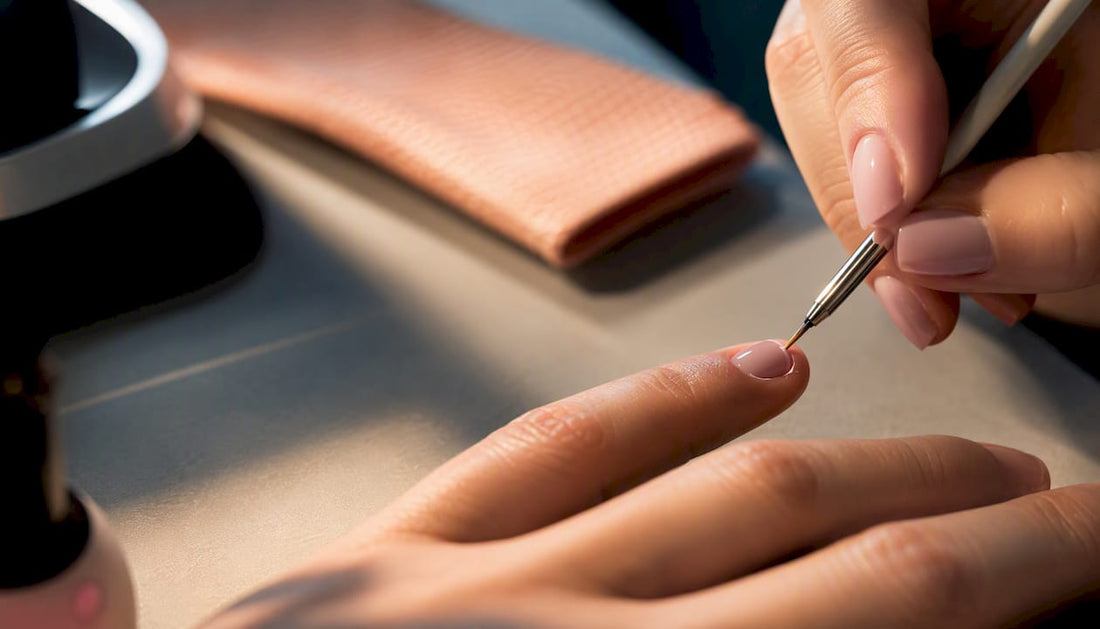 Met een penseel de gellak bij de nagelriem verwijderen