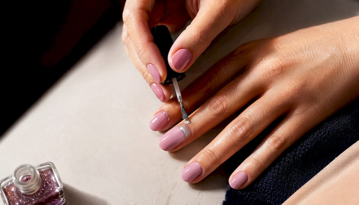 Uitgroei van gelpolish verbergen met glitter